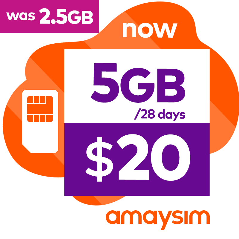 Image of amaysim Prepaid 5GB Data + Unlimited Standard Talk & Text.