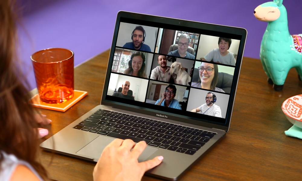 Laptop with Zoom meeting
